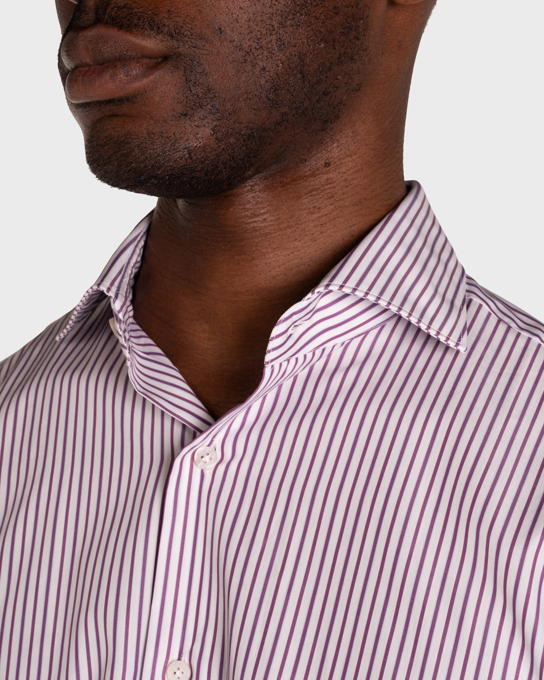 Camicia A Righe Viola Popeline