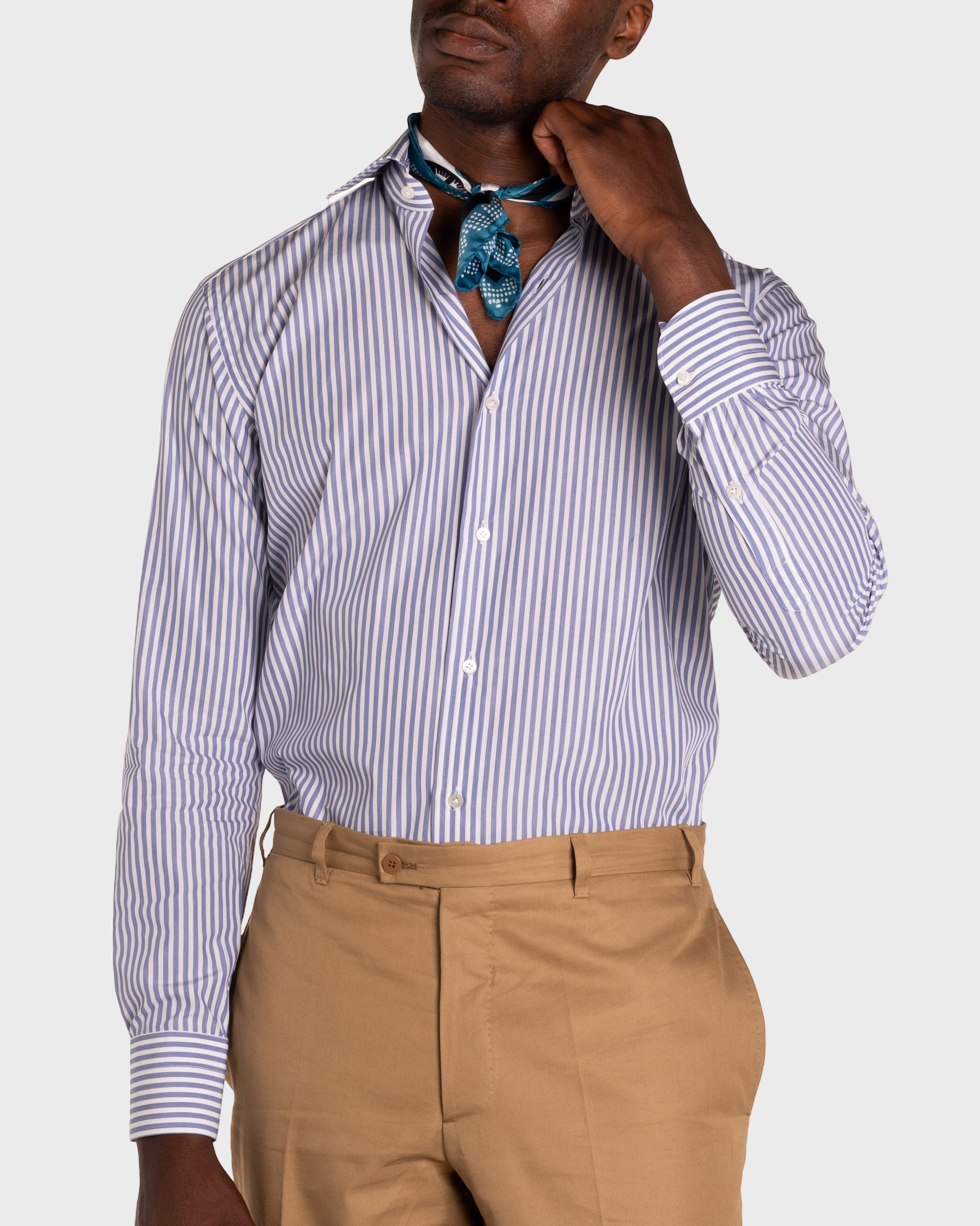 Camicia A Righe Blue Signature Popeline