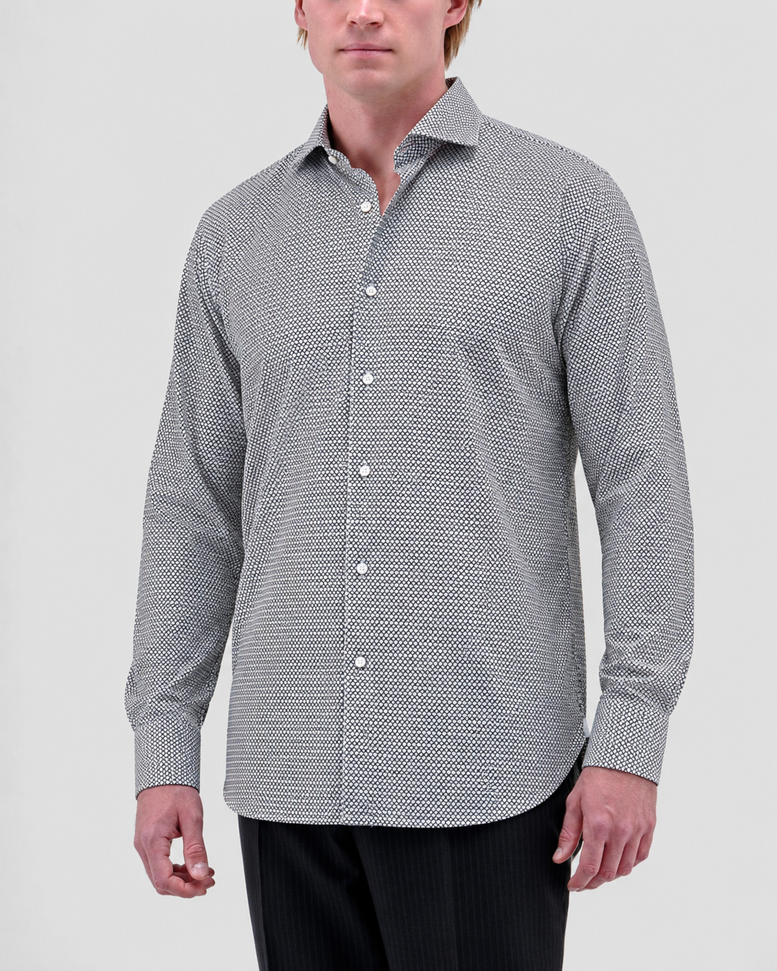Camicia Stampa Optical Popeline Nero & Bianco