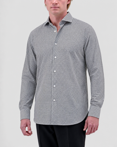 Optical Print Poplin Shirt Black White
