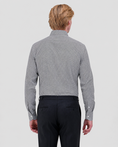 Optical Print Poplin Shirt Black White