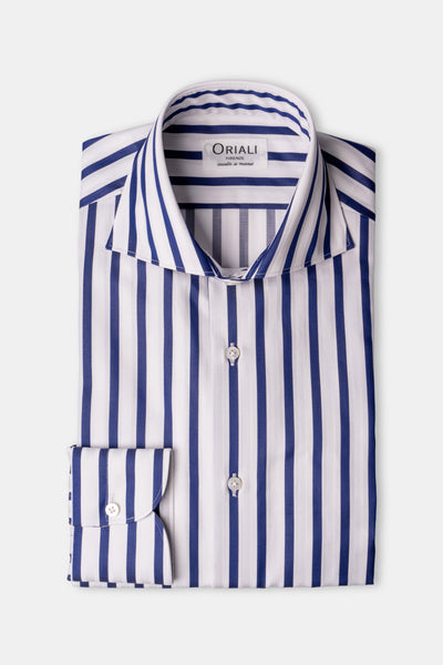 Camicia Righe  Navy Popeline