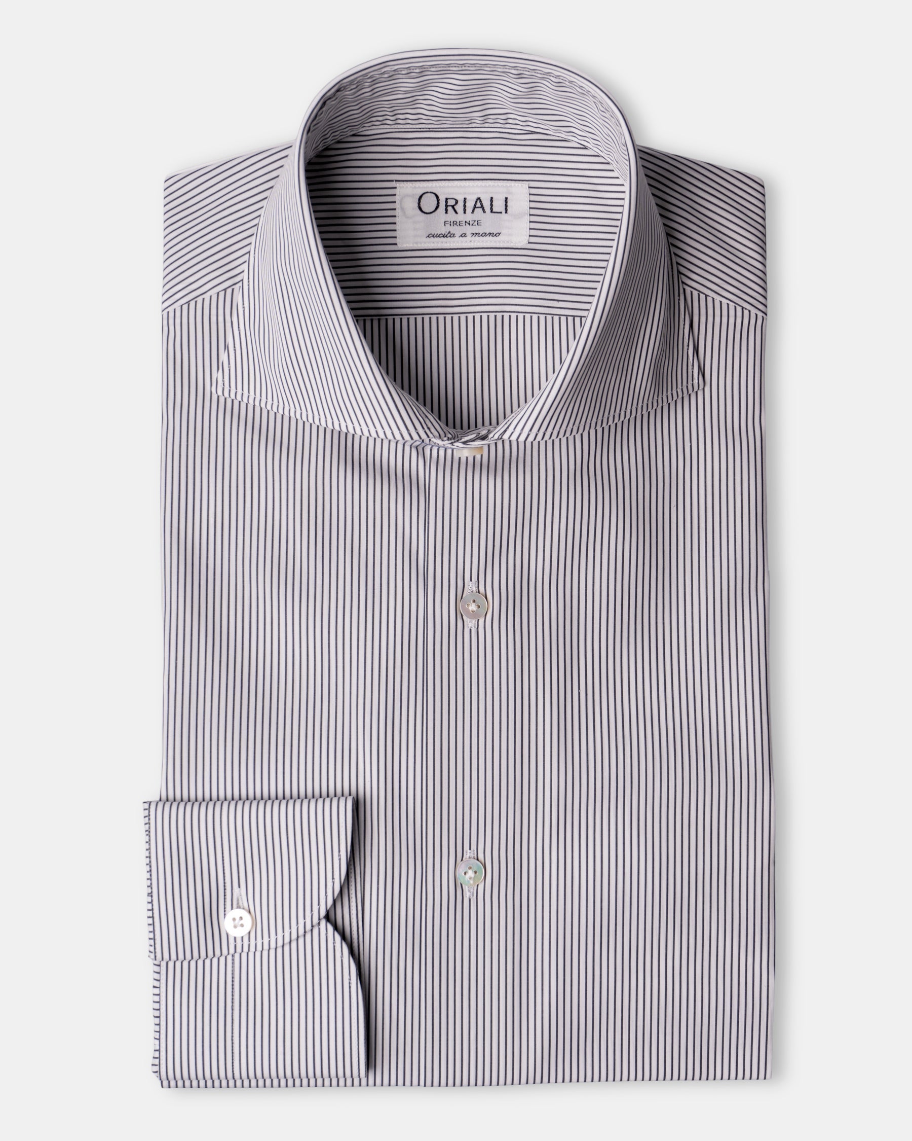 Camicia A Righe Sottili Classica Popeline