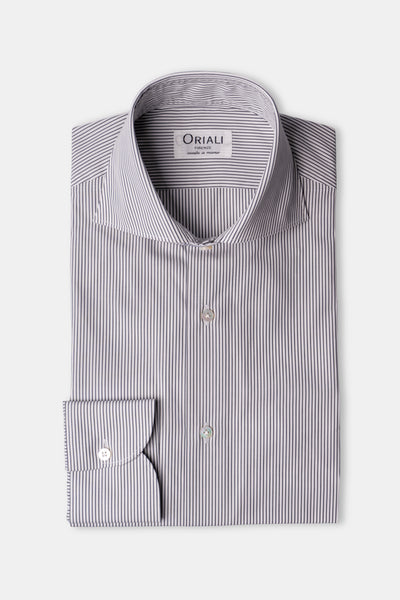 Camicia A Righe Sottili Classica Popeline