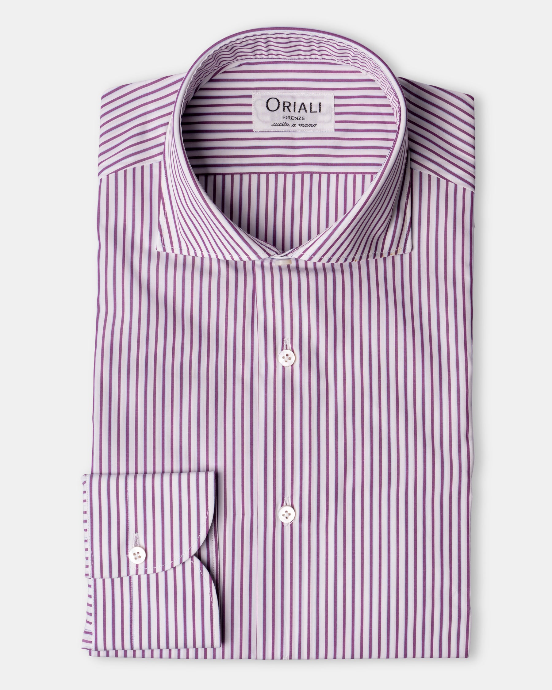 Camicia A Righe Viola Popeline