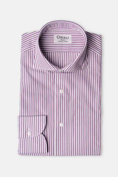 Camicia A Righe Viola Popeline