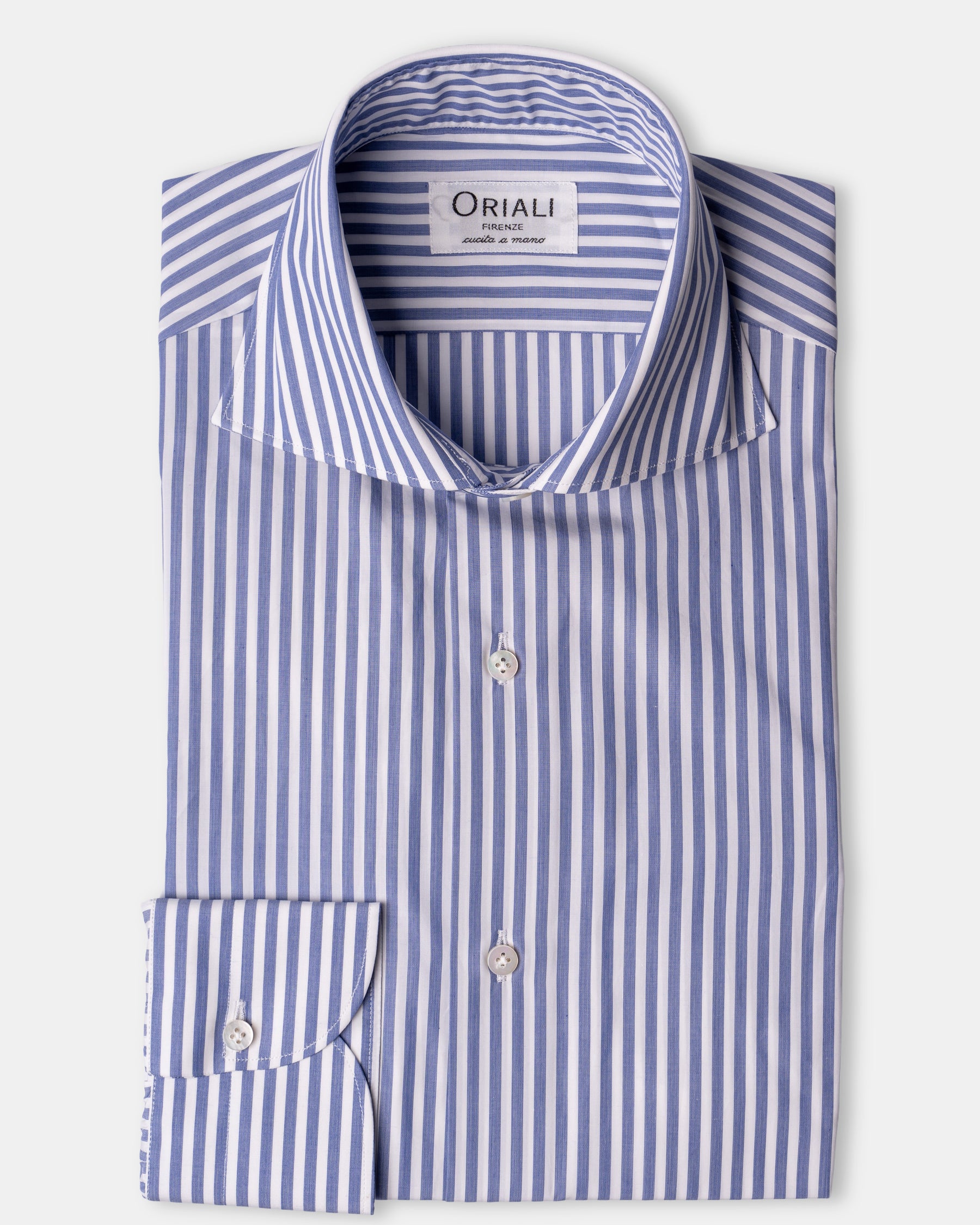 Camicia A Righe Blue Signature Popeline