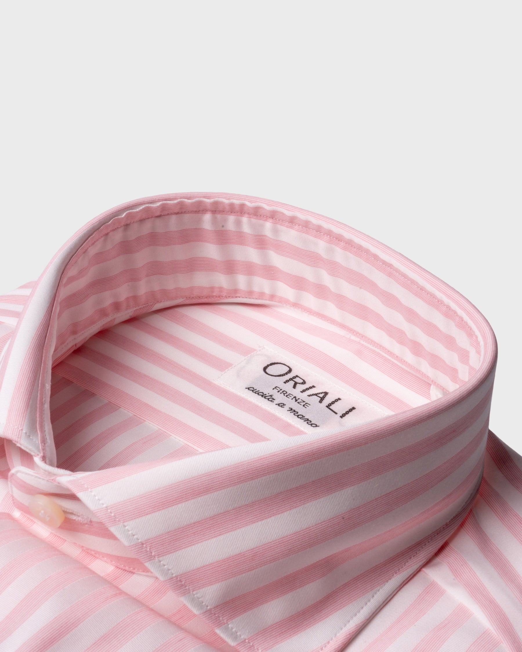 Camicia A Righe Rosa Popeline