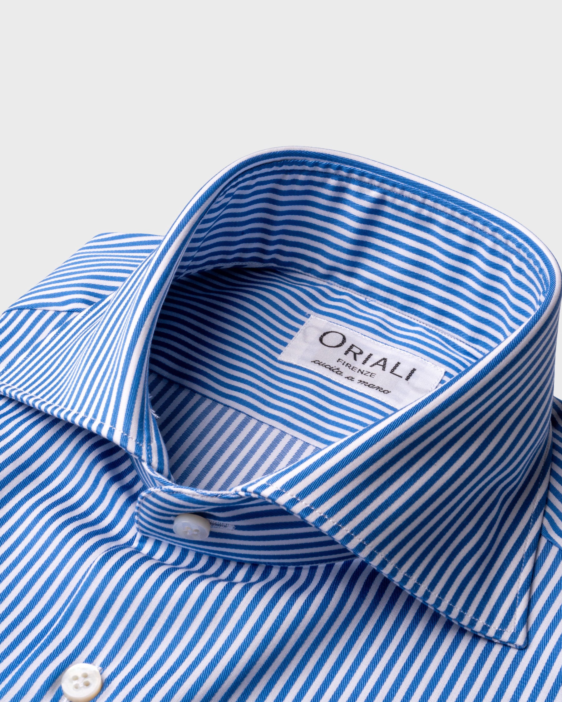 Camicia A Righe Azzurro Satin