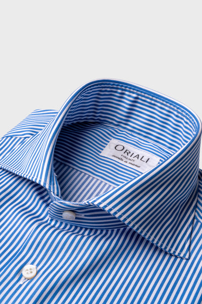 Camicia A Righe Azzurro Satin