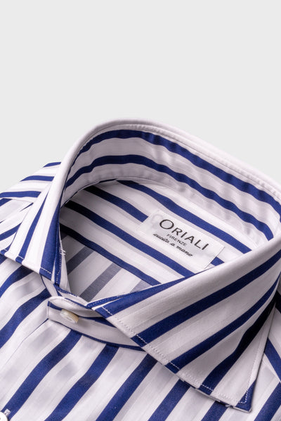 Camicia Righe  Navy Popeline