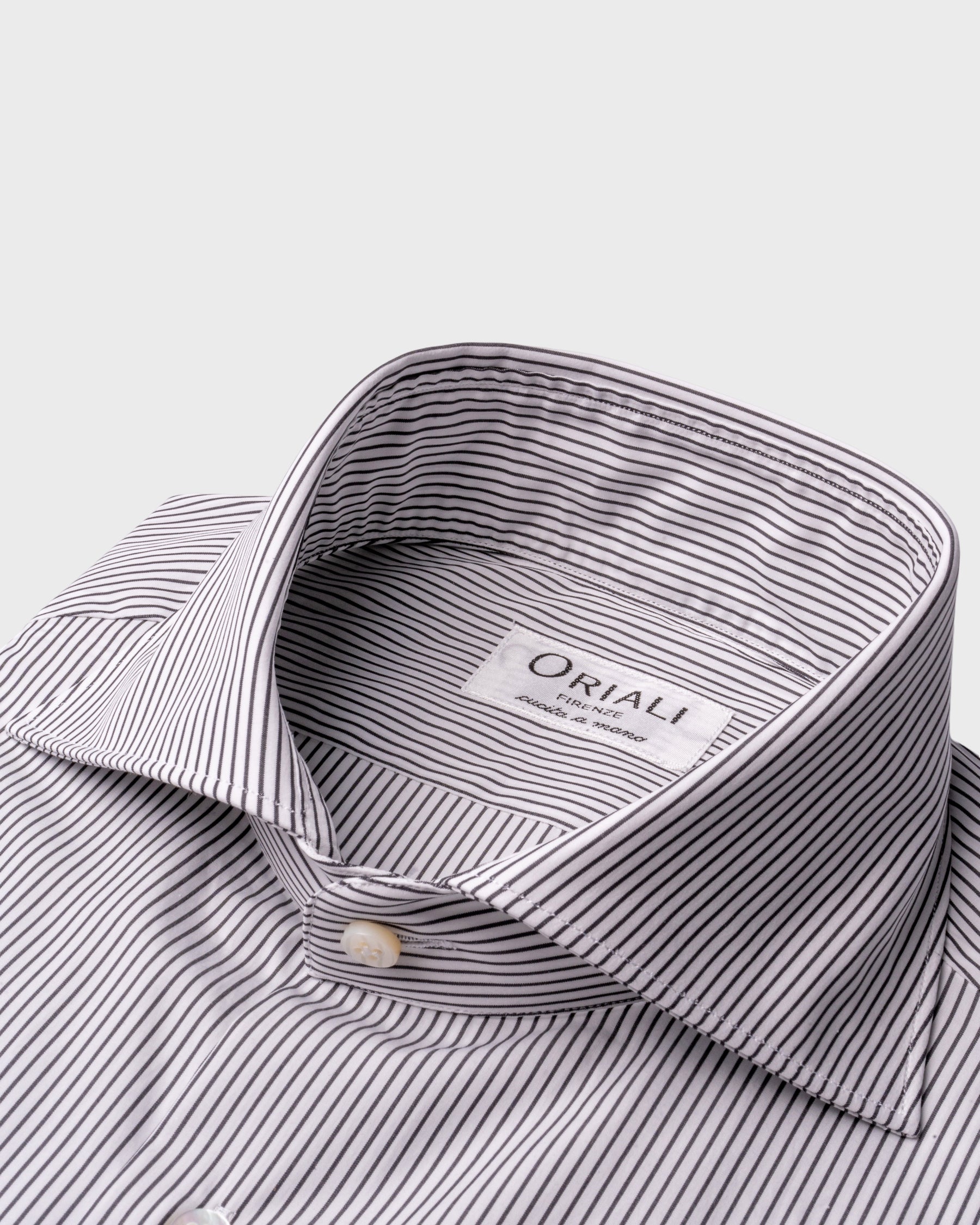 Camicia A Righe Sottili Classica Popeline