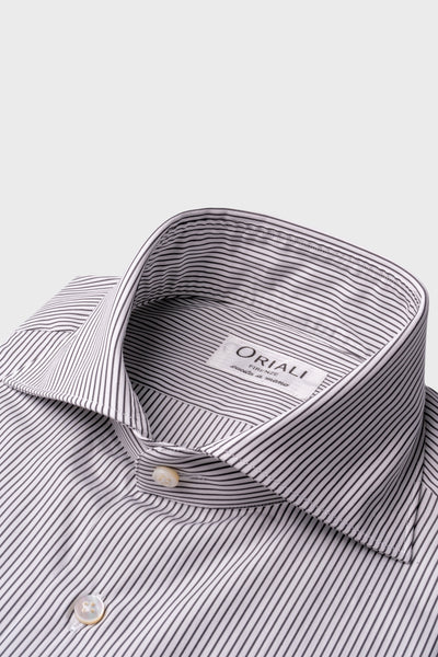 Camicia A Righe Sottili Classica Popeline