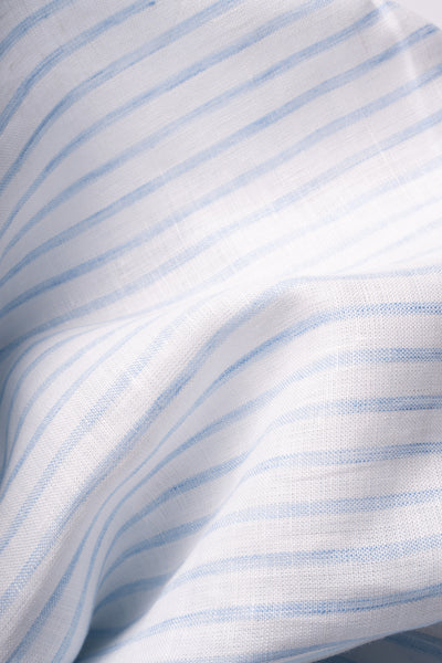Camicia Di Lino A Righe Bianca Azzurro