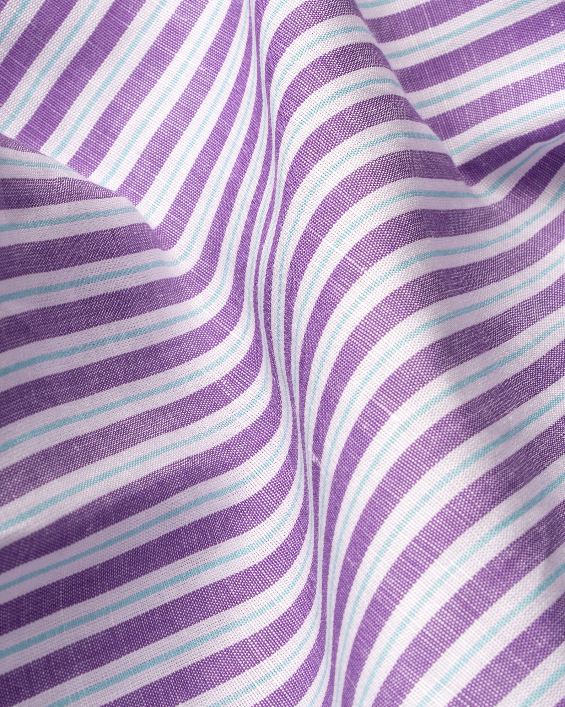 Camicia Di Lino A Righe Bianca Viola