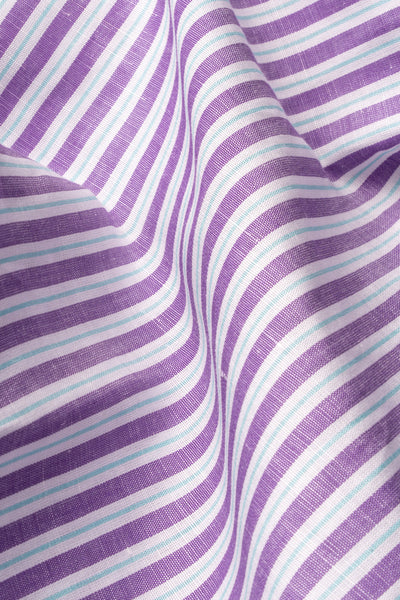 Camicia Di Lino A Righe Bianca Viola