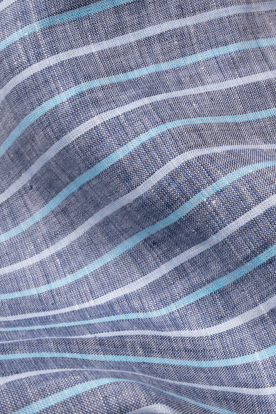 Camicia Di Lino A Righe Blu