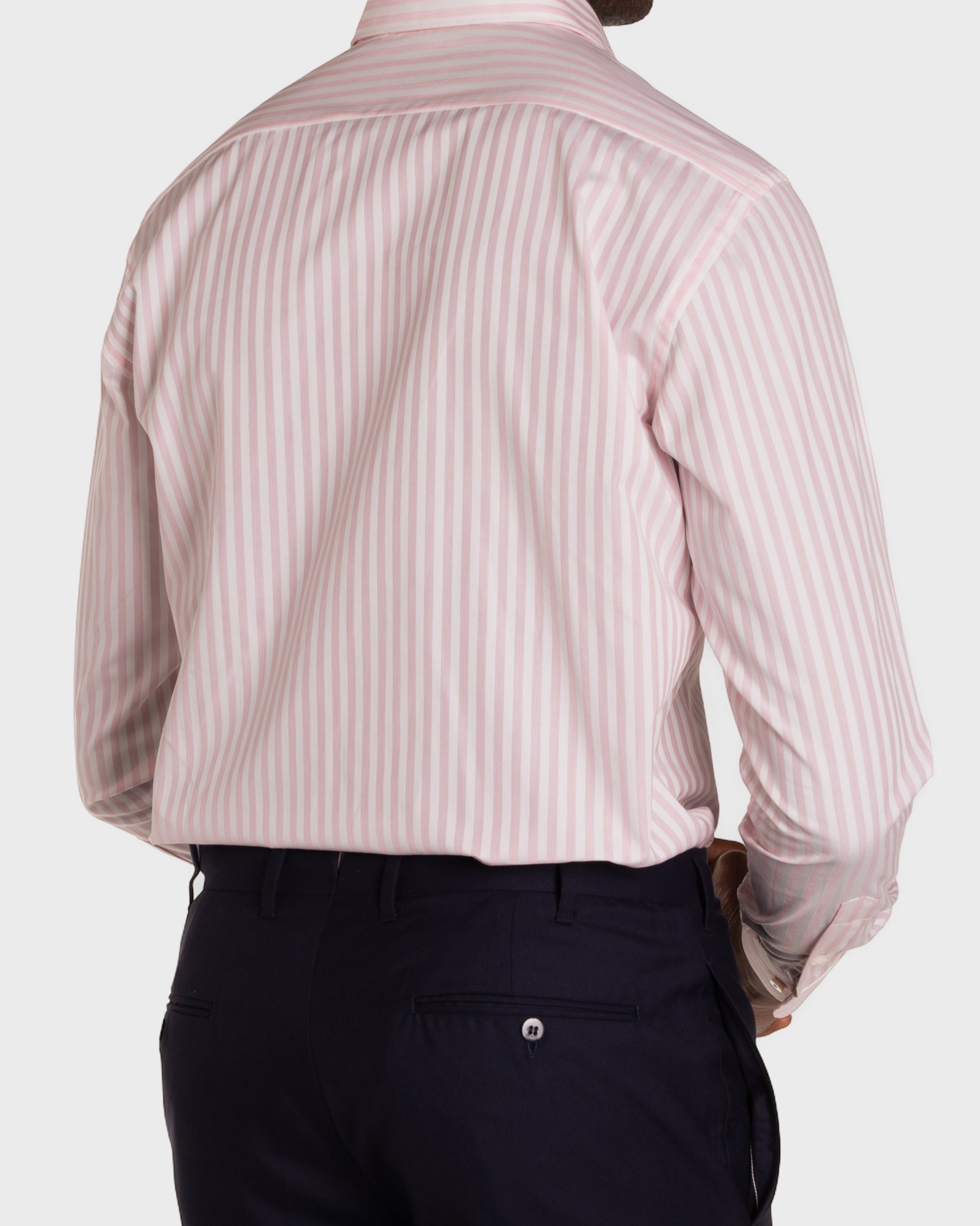 Camicia A Righe Rosa Popeline
