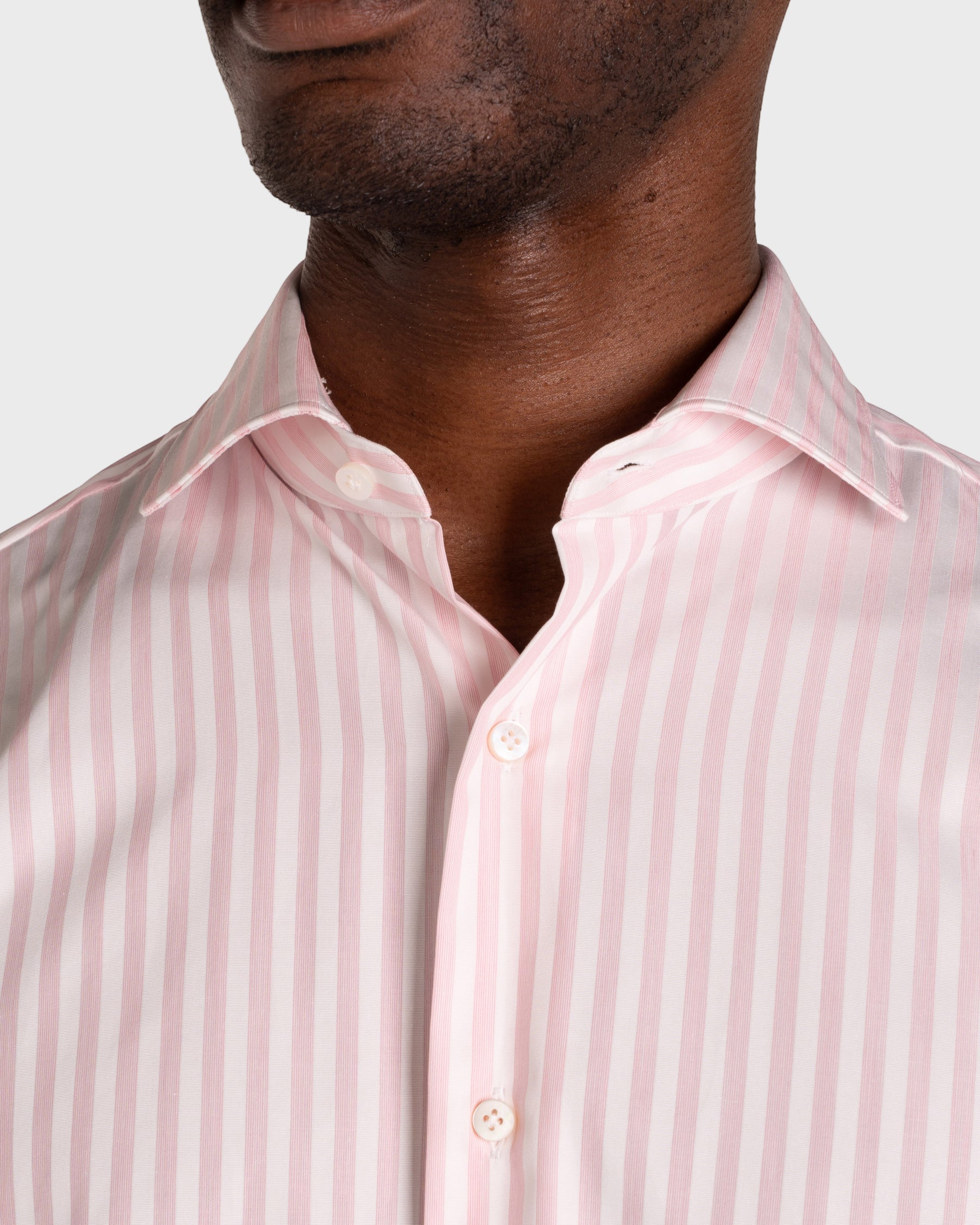 Camicia A Righe Rosa Popeline