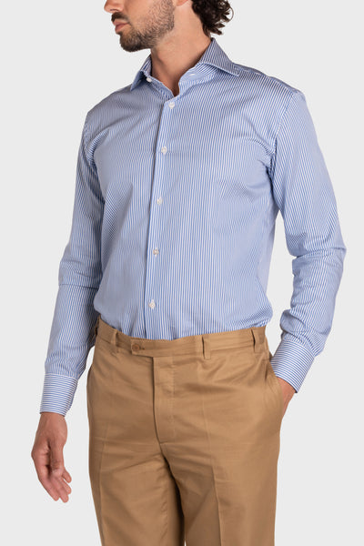 Camicia A Righe Azzurro Satin