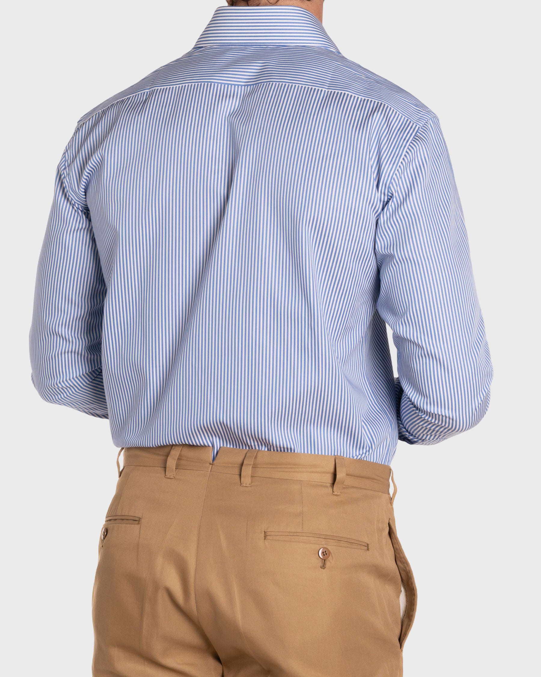Camicia A Righe Azzurro Satin