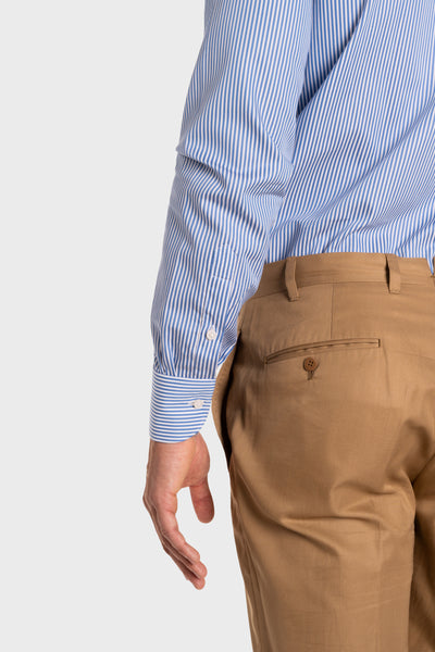 Camicia A Righe Azzurro Satin