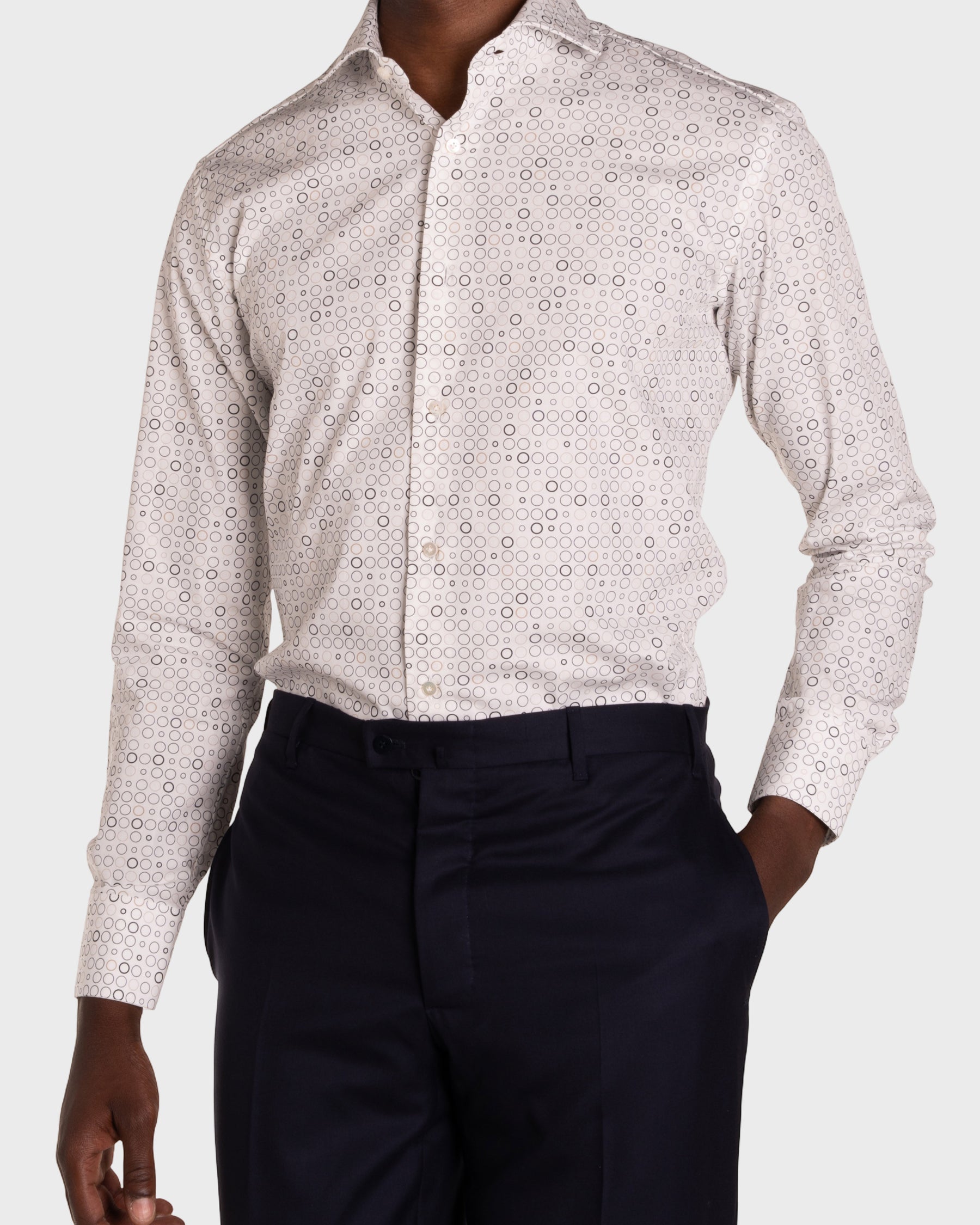 Camicia Stampa Geometrica Popeline