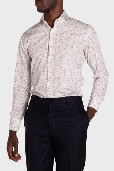 Camicia Stampa Geometrica Popeline