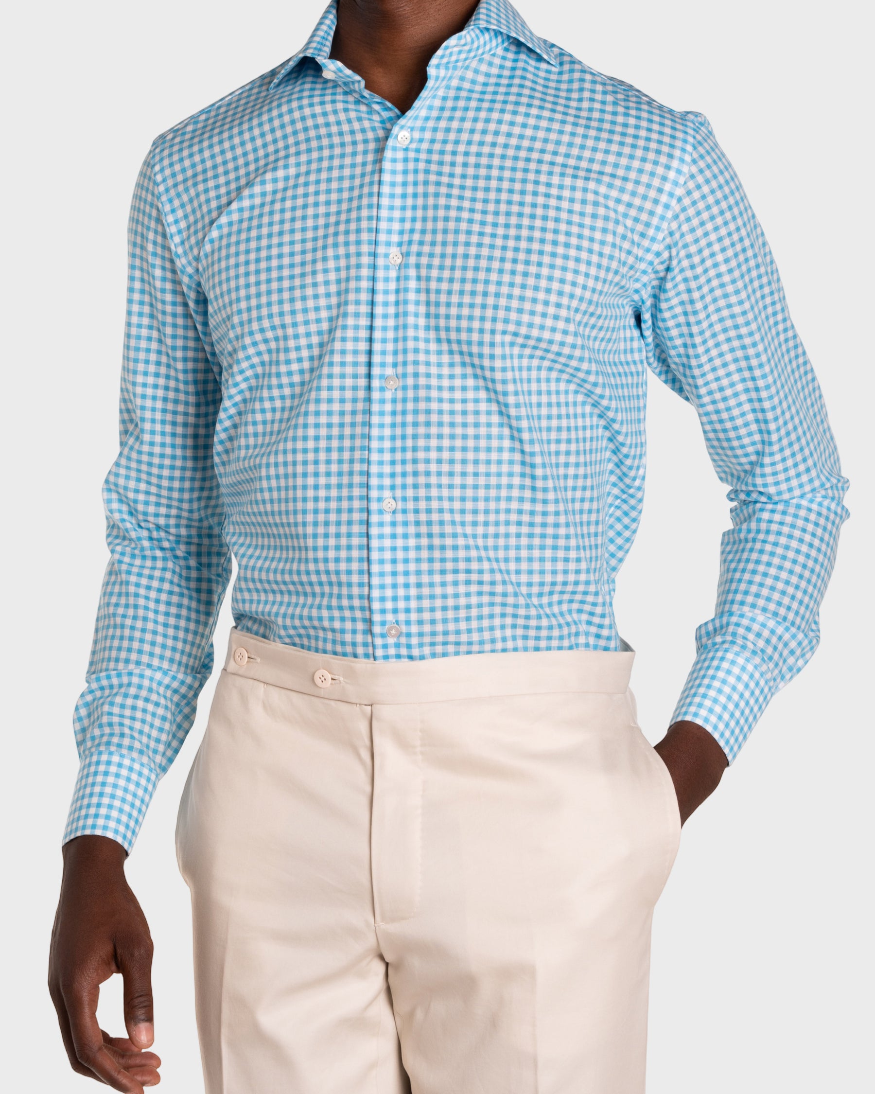 Camicia Quadri Chambray Oxford