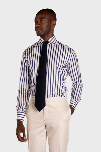Camicia Righe  Navy Popeline