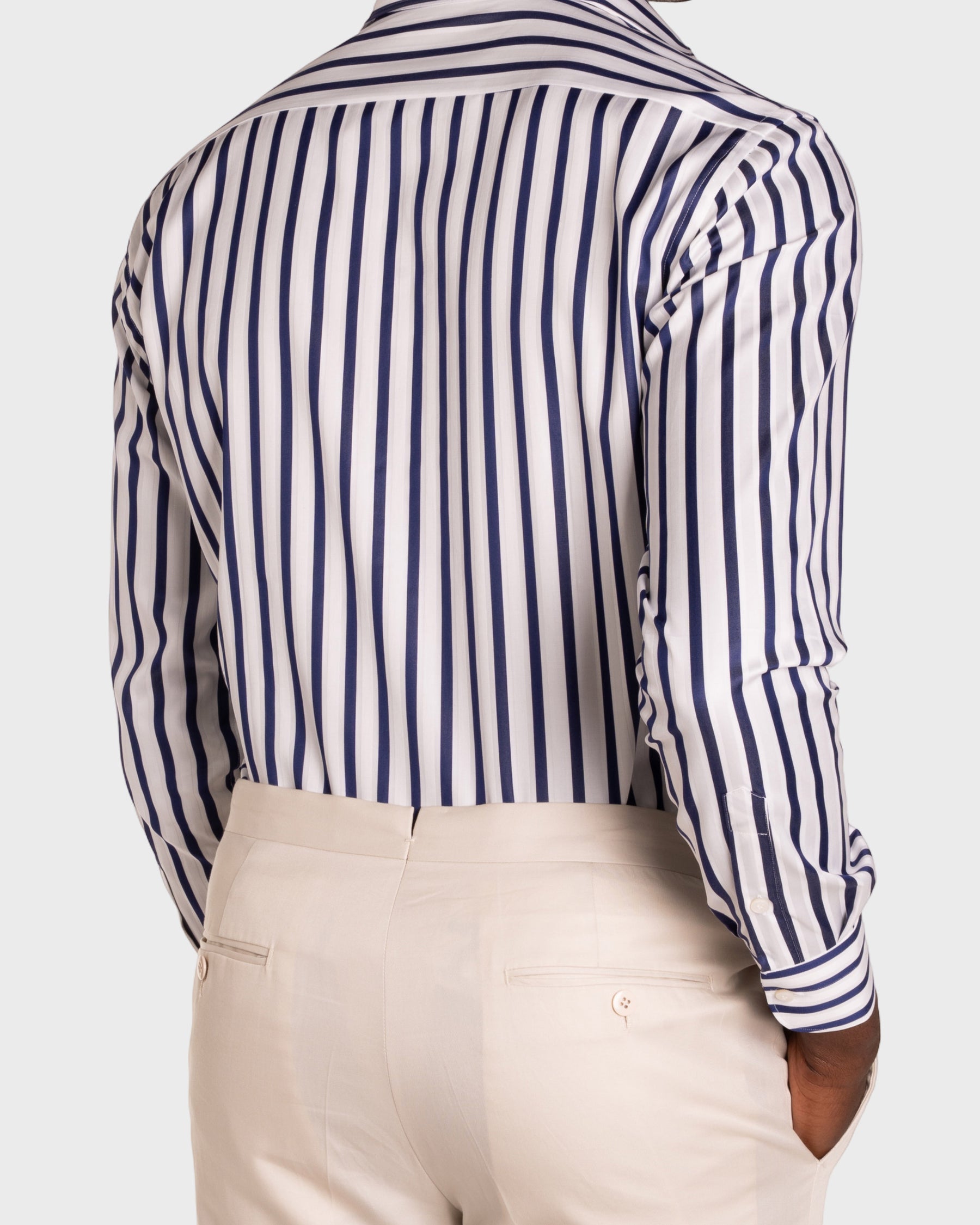 Camicia Righe  Navy Popeline