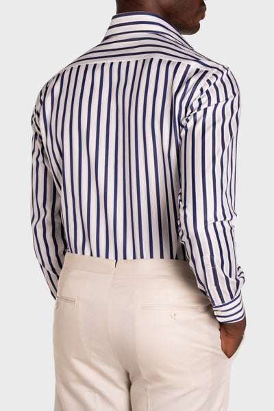 Camicia Righe  Navy Popeline