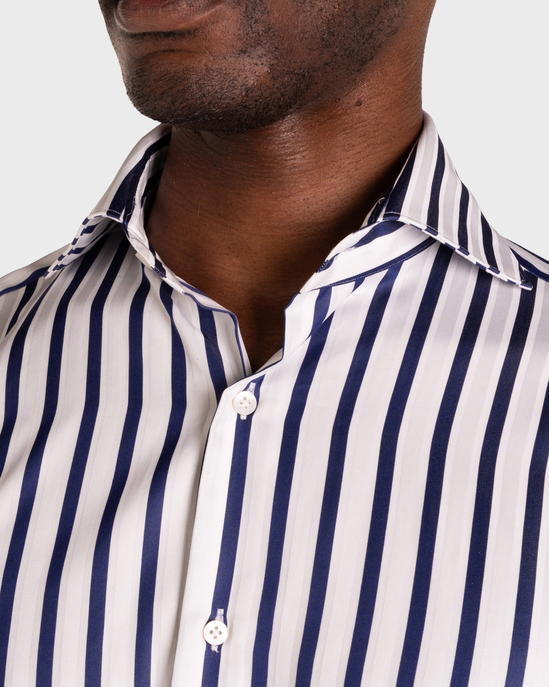 Camicia Righe  Navy Popeline