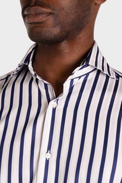 Camicia Righe  Navy Popeline