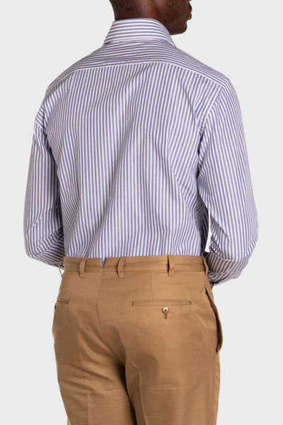 Chemise rayée en popeline bleue Signature