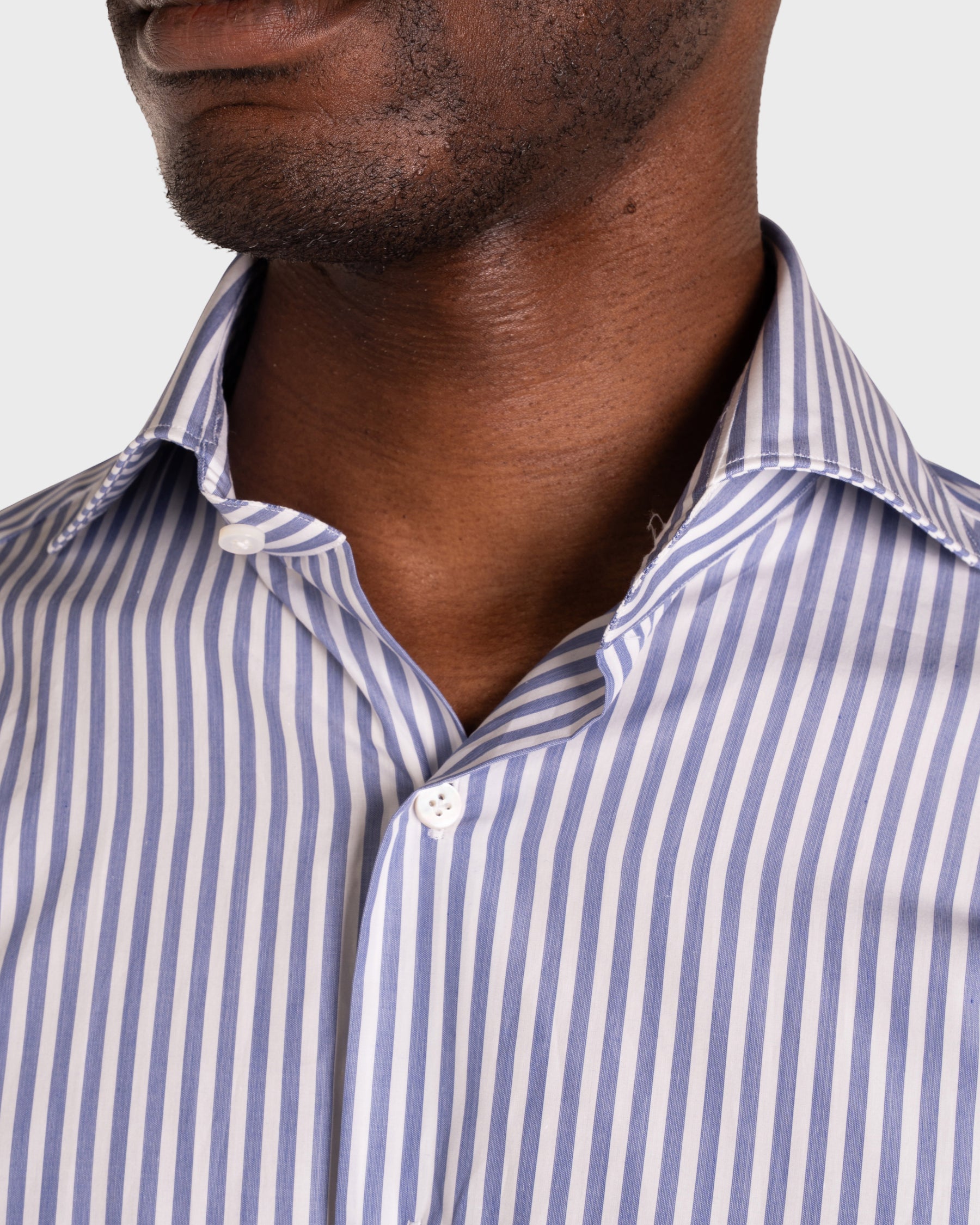 Camicia A Righe Blue Signature Popeline