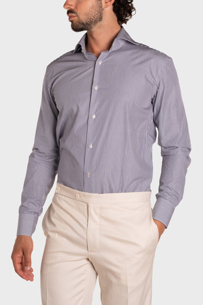 Camicia A Righe Sottili Popeline
