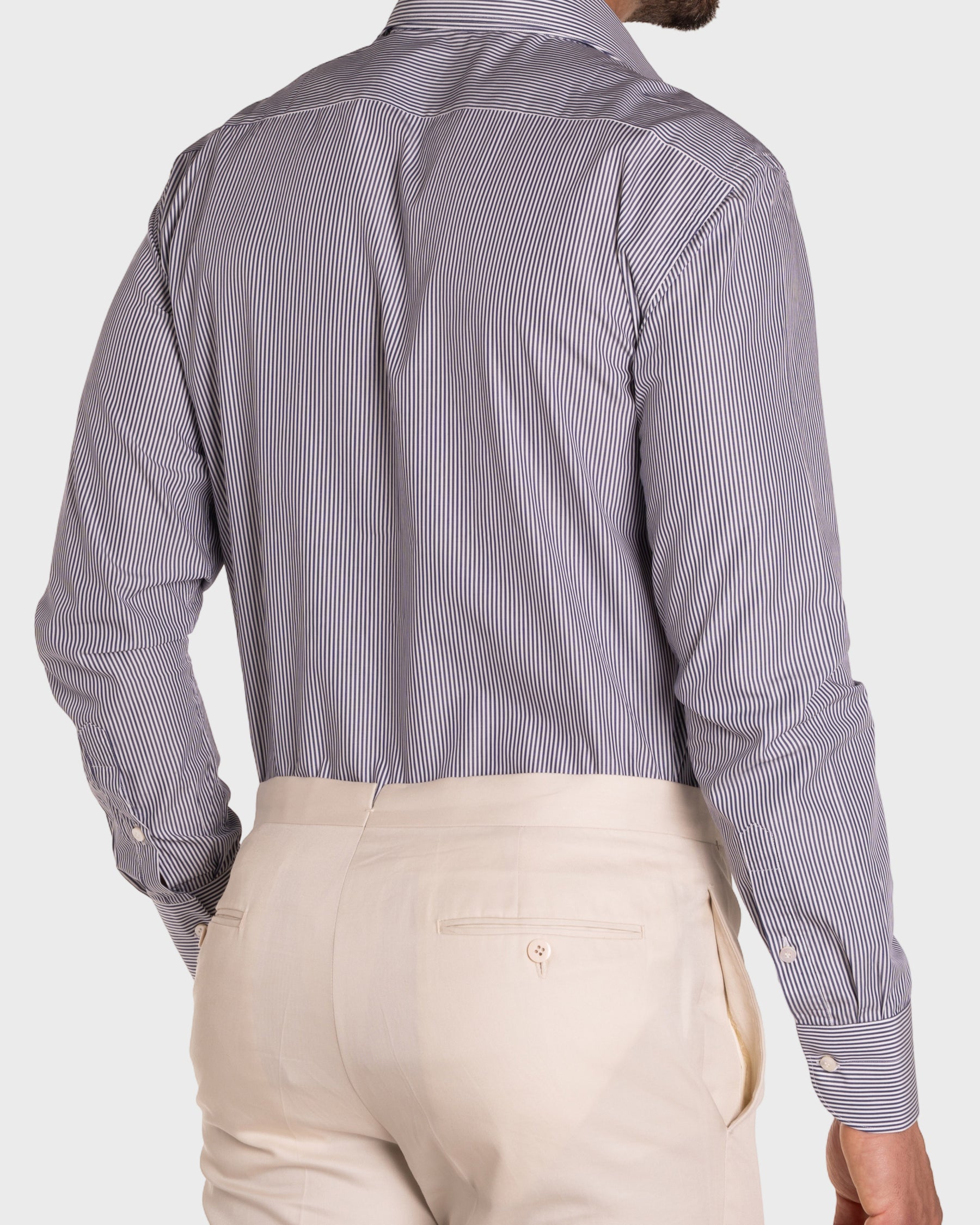 Camicia A Righe Sottili Popeline