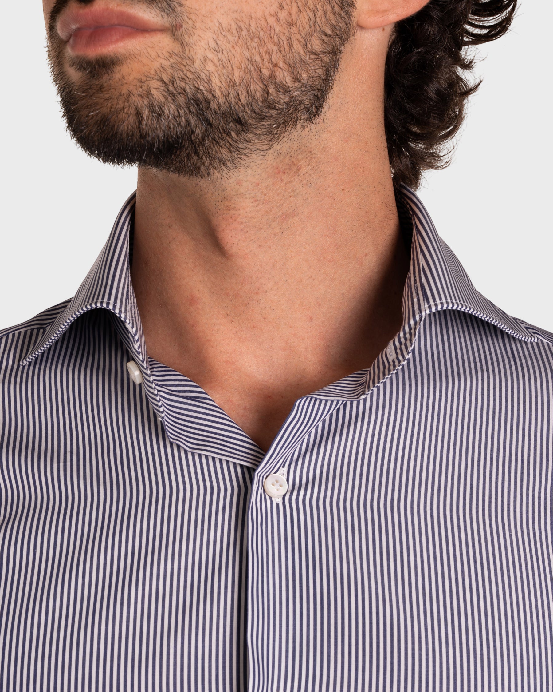 Camicia A Righe Sottili Popeline