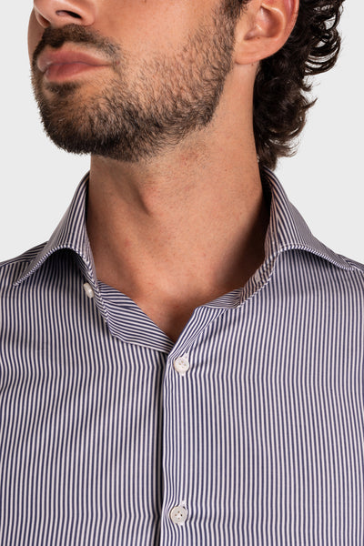 Camicia A Righe Sottili Popeline