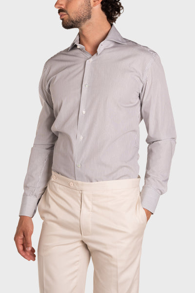 Camicia A Righe Sottili Classica Popeline