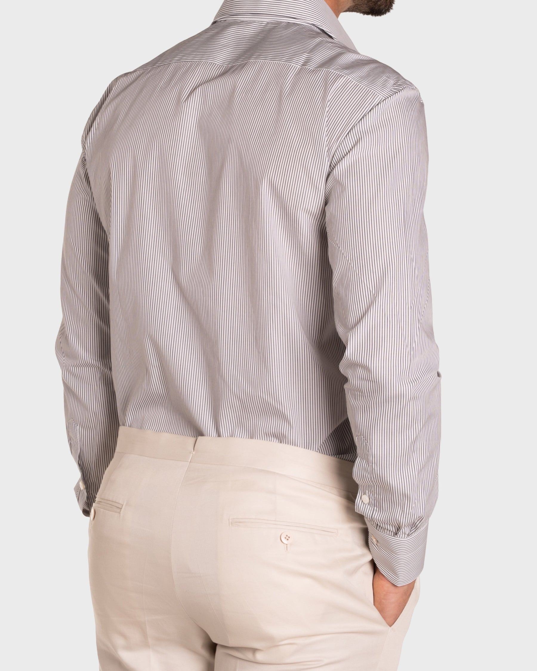 Camicia A Righe Sottili Classica Popeline