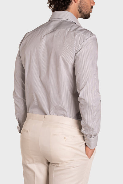 Camicia A Righe Sottili Classica Popeline