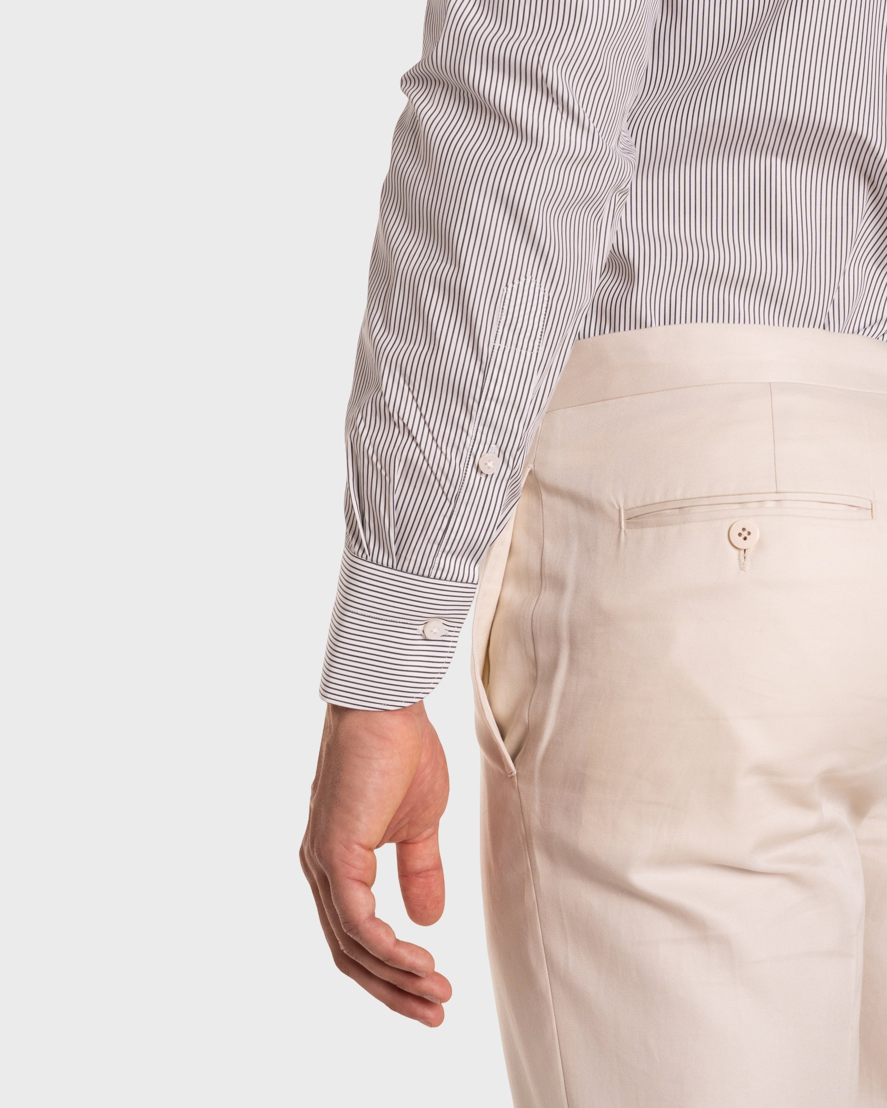 Camicia A Righe Sottili Classica Popeline