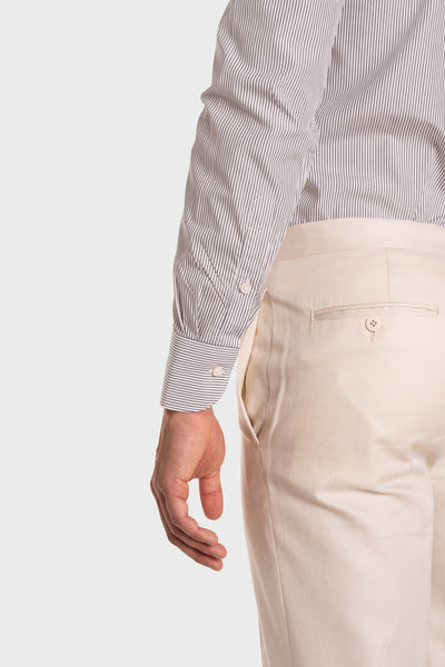 Camicia A Righe Sottili Classica Popeline