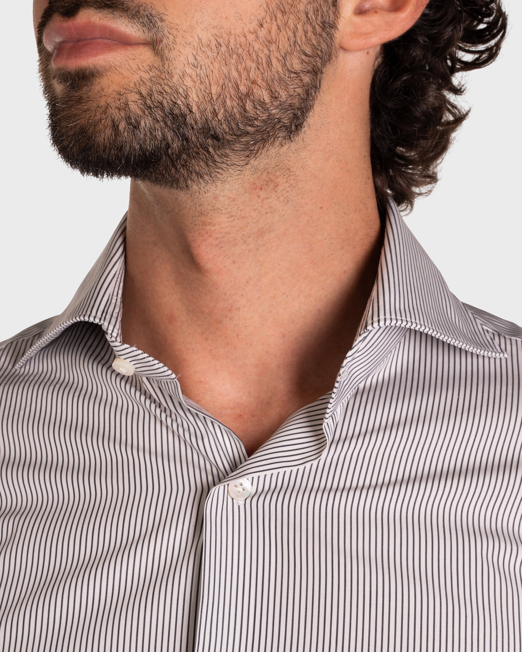 Camicia A Righe Sottili Classica Popeline
