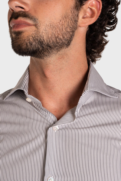 Camicia A Righe Sottili Classica Popeline