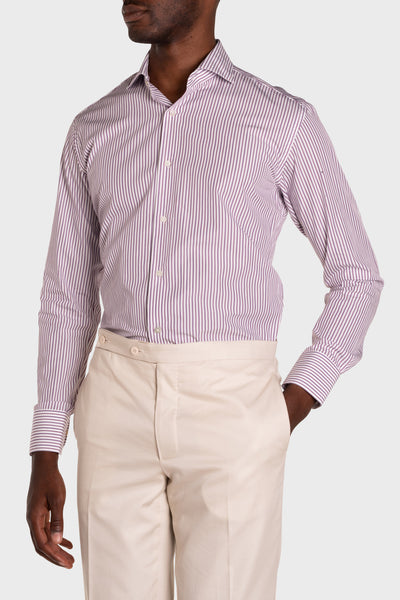 Camicia A Righe Viola Popeline