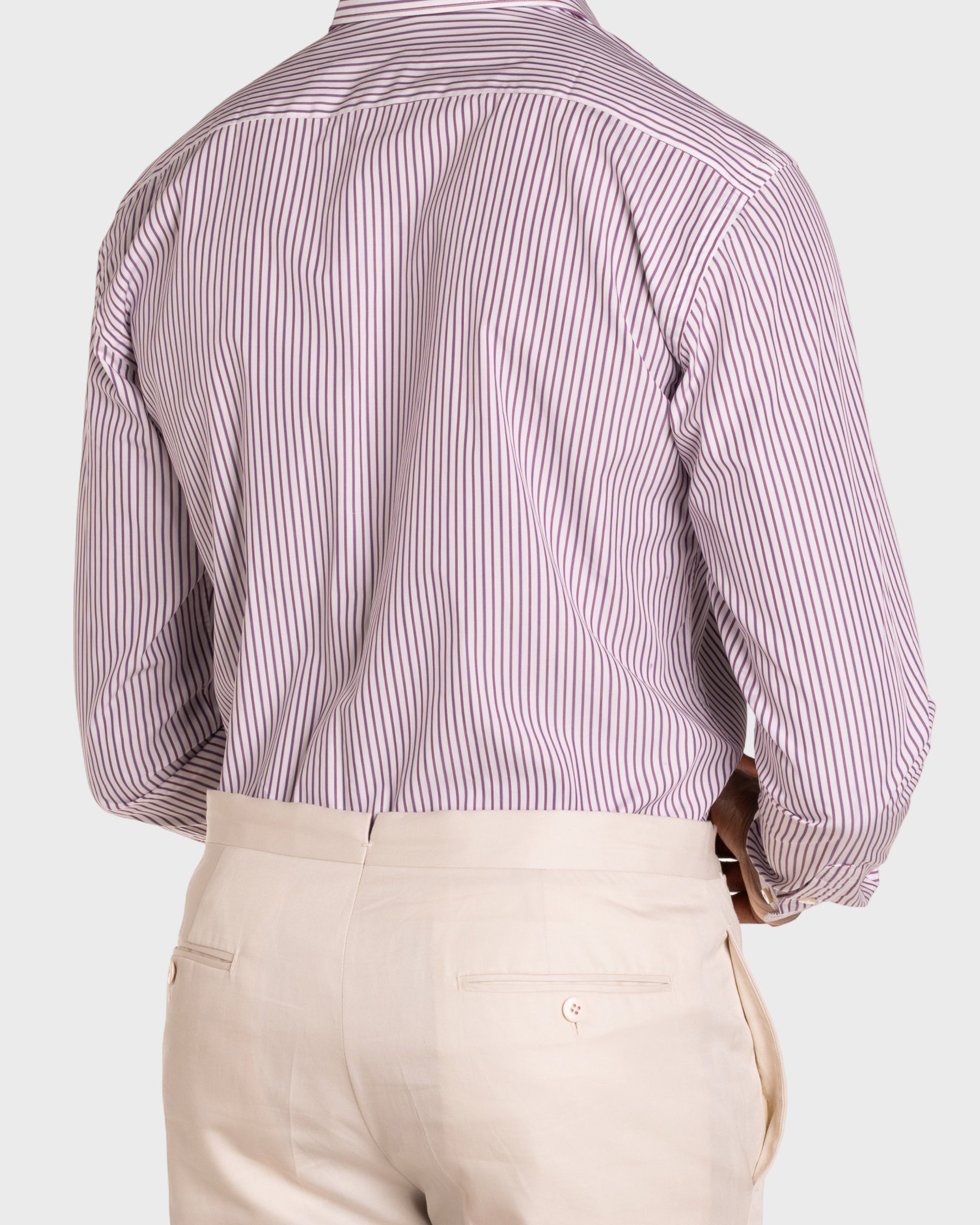 Camicia A Righe Viola Popeline