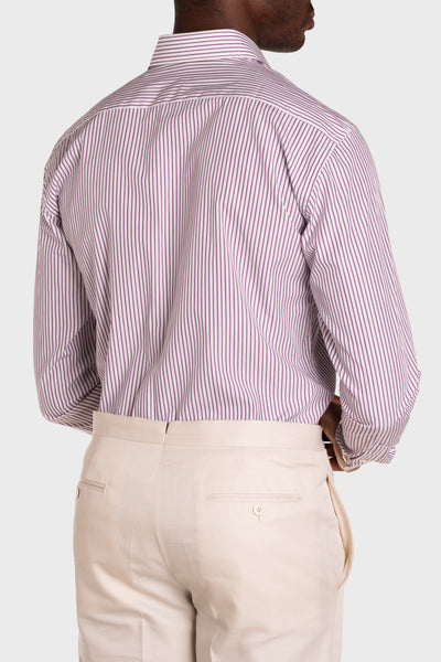 Camicia A Righe Viola Popeline